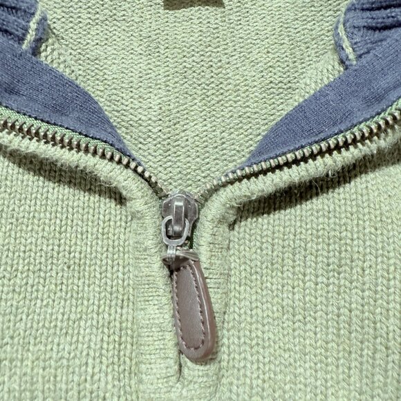 LL Bean Men's 1/4 Zip Sweater XL Green 100% Cotton - Picture 4 of 7